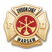 [WARSFD-F143-C177RE-GE] Warsaw-Wayne Fire Division Chief Hat Badge